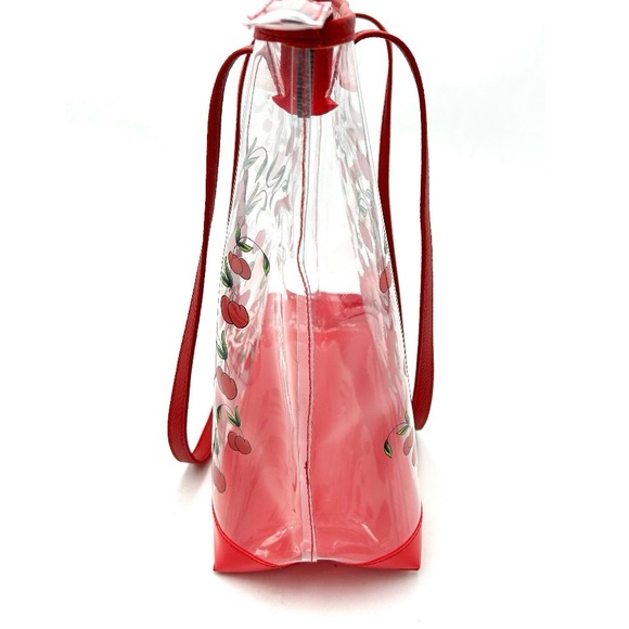 Ed Hardy Cherry Print Clear Tote with Red Straps - Picture 2 of 3